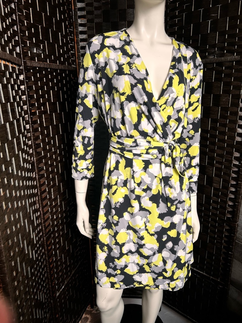 Lord and Taylor petite print wrap dress PL